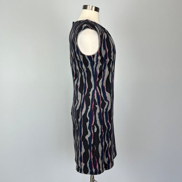 Trina Turk Womens Sheath Dress Gray Black Blue Abstract Stripe Cap Sleeve size 8 - Picture 6 of 12